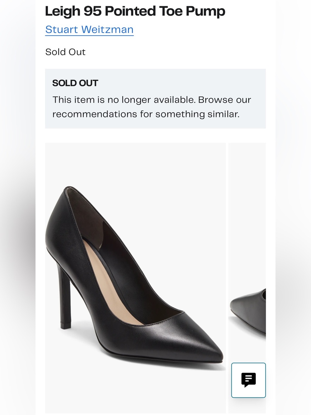 Stuart Weitzman Leigh 95 Black Pointed-Toe Stiletto Pump NWOT 8.5 - Picture 1 of 5